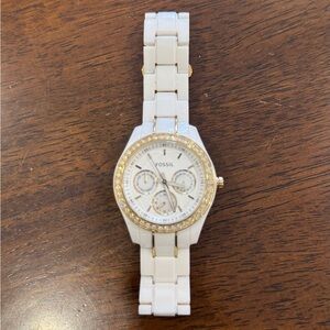 Fossil | Gold & White Chronograph Watch